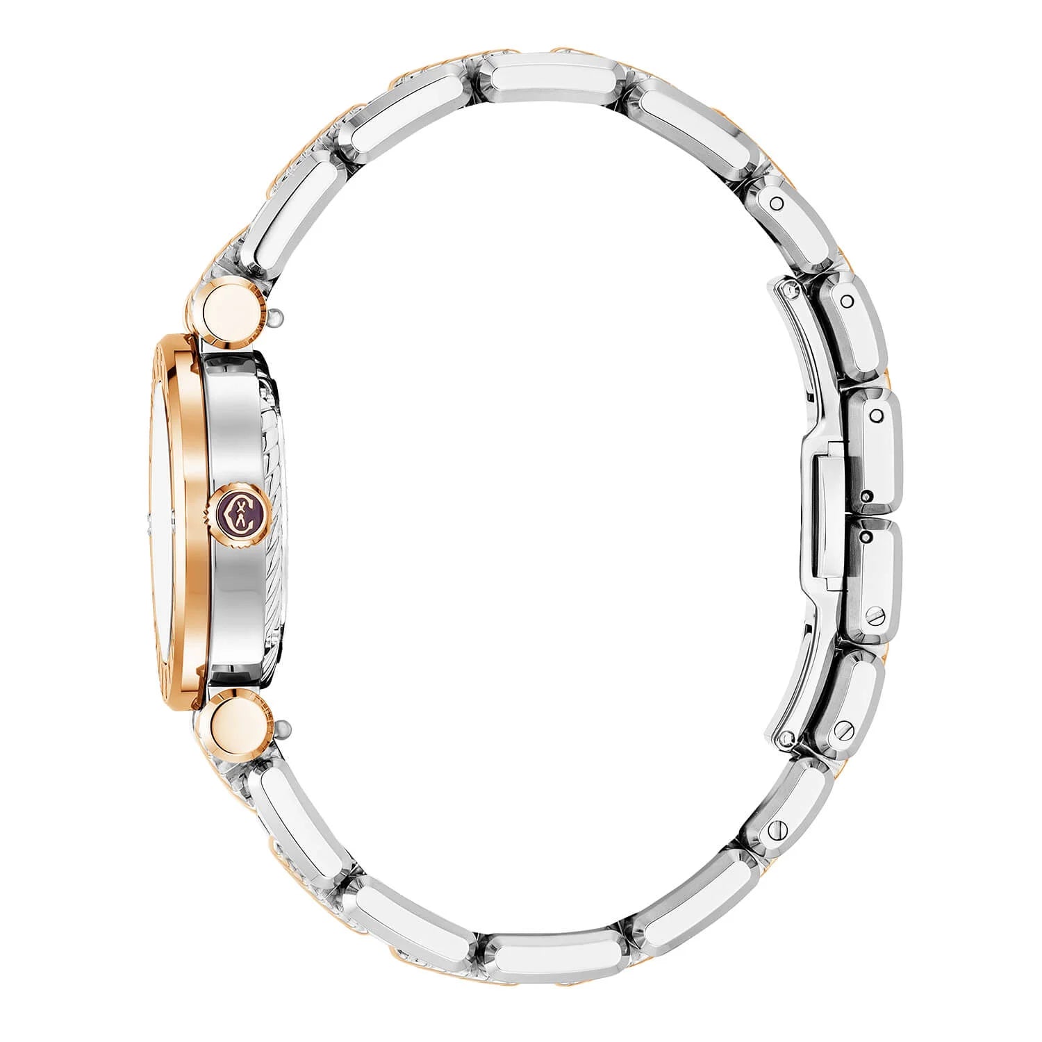 NAVIGATOR CRUISE, 28MM, QUARTZ CALIBRE, WHITE MOTHER-OF-PEARL WITH ROSE GOLD PVD INDEX DIAL, STEEL ROSE GOLD PVD "CHARRIOL CHARRIOL" WITH 2 SCREWS BEZEL, METAL BICOLOR INTERCHANGEABLE BRACELET - © 2024 Charriol - Watch