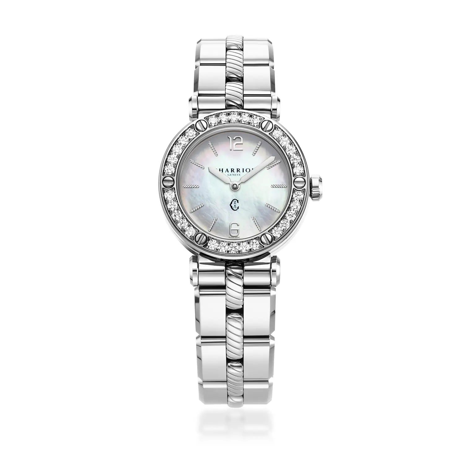 NAVIGATOR CRUISEBracelet interchangeable en acier, 28MM, CALIBRE QUARTZ, CADRAN NACRE, 30 DIAMANTS, BRACELET INTERCHANGEABLE EN ACIER - Charriol Geneve - Montres