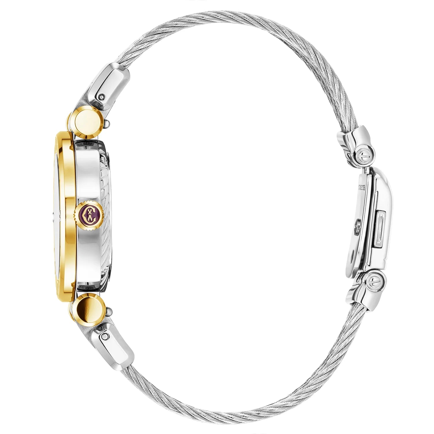 NAVIGATOR CRUISE28MM, CALIBRE QUARTZ, NACRE AVEC CADRAN DE 12 DIAMANTS, BEZEL "CHARRIOL CHARRIOL ", BRACELET INTERCHANGEABLE CABLE ACIER - Charriol Geneve - Montres