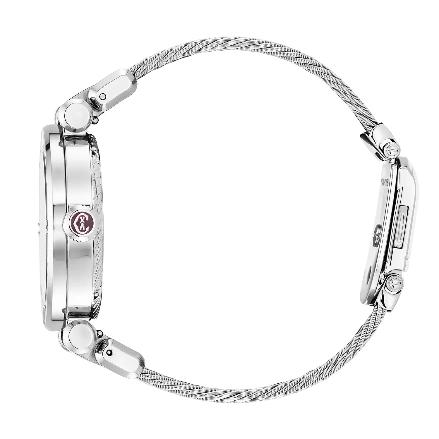 NAVIGATOR CRUISE36MM, CALIBRE QUARTZ, NACRE AVEC DIAMANT 10, BEZEL "CHARRIOL CHARRIOL ", BRACELET INTERCHANGEABLE CABLE ACIER - Charriol Geneve - Montres