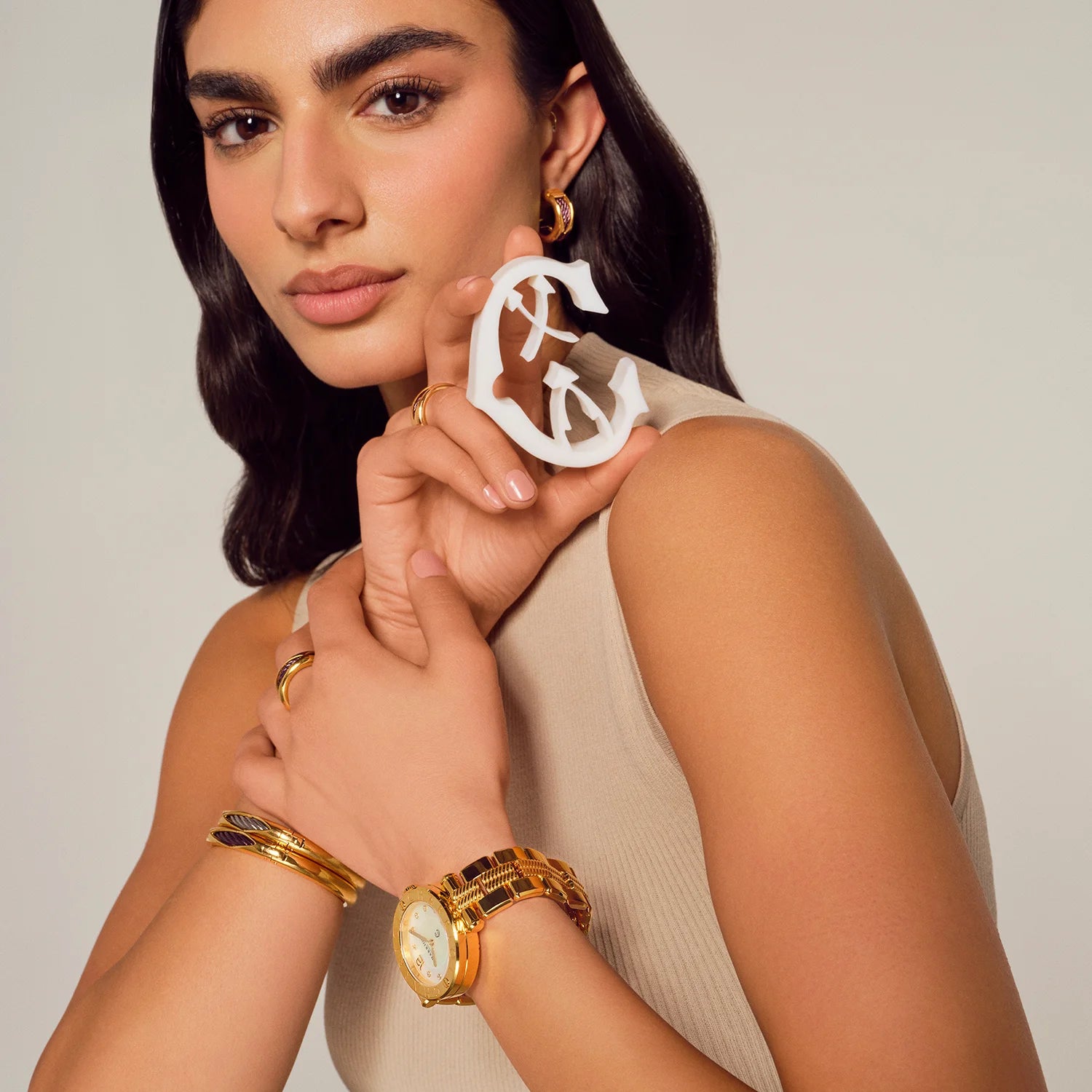 NAVIGATOR CRUISE36MM, CALIBRE QUARTZ, NACRE AVEC 10 DIAMANTS, "CHARRIOL CHARRIOL " BEZEL, BRACELET INTERCHANGEABLE ACIER OR JAUNE PVD - Charriol Geneve - Montres