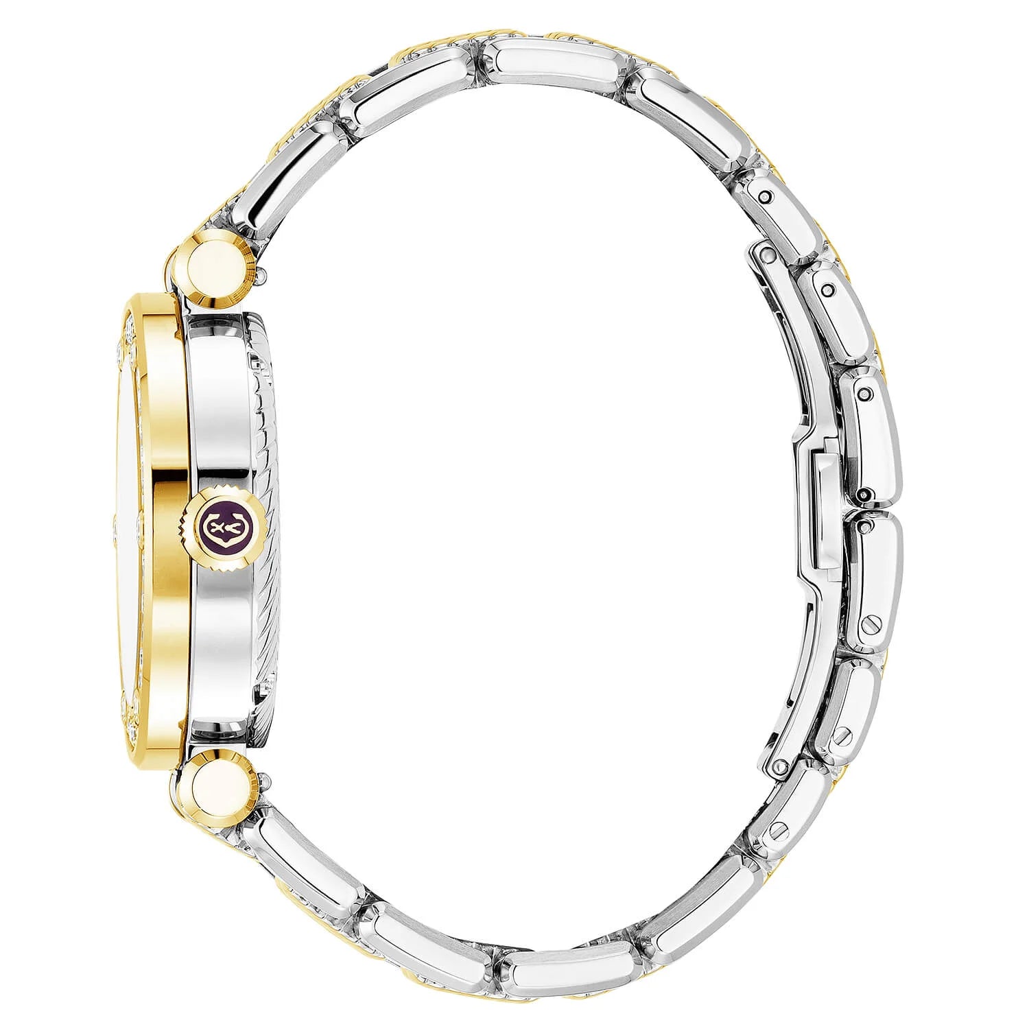 NAVIGATOR CRUISE36MM, CALIBRE QUARTZ, NACRE BLANCHE AVEC CADRAN 12 CHIFFRES ROMANS, PVD OR JAUNE ACIER AVEC 30 DIAMANTS & 6 SCREWS, BRACELET INTERCHANGEABLE BICOLORE METALLIQUE - © 2024 Charriol - Montres