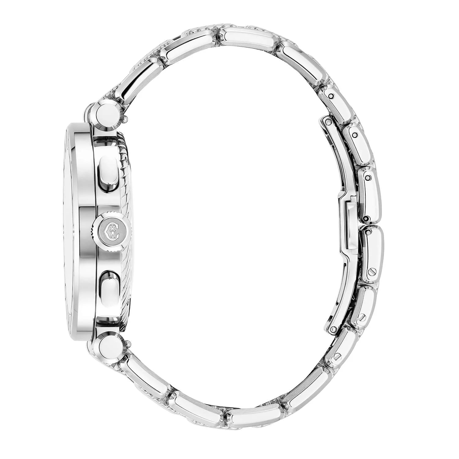 NAVIGATOR CRUISE41MM, CALIBRE CHRONOGRAPHIQUE QUARTZ, NOIR AVEC 3 MIROIRS RHODIUM & CADRAN INDEX, ZONE ACIER "CHARRIOL CHARRIOL " AVEC 2 VIS, BRACELET METALLIQUE INTERCHANGEABLE - © 2024 Charriol - Montres