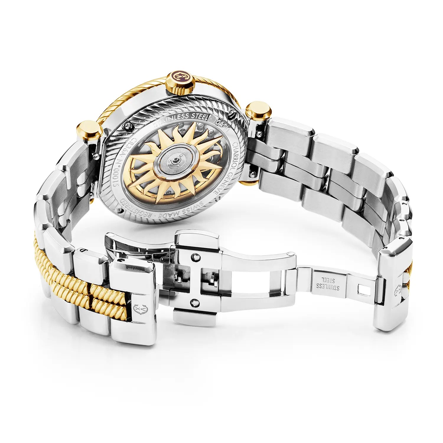 NAVIGATOR SURF, 36MM, CALIBRE AUTOMATIQUE, CADRAN BLANC, ZONE BLANCHE, BRACELET INTERCHANGEABLE BICOLORE ACIER - Charriol Geneve - Montre