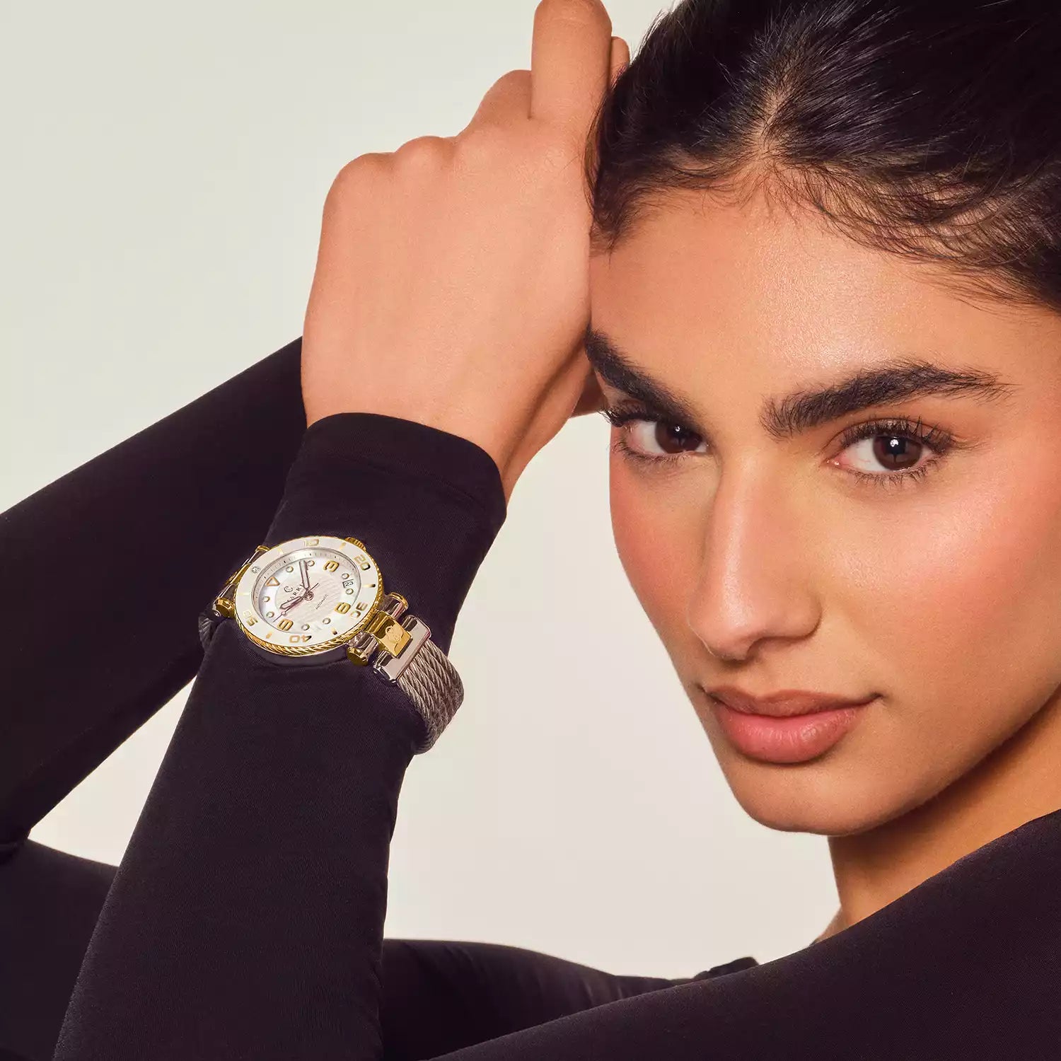 NAVIGATOR SURF, 36MM, CALIBRE AUTOMATIQUE, CADRAN BLANC, BAGUE BLANCHE, BRACELET INTERCHANGEABLE CABLE ACIER - Charriol Geneve - Montre