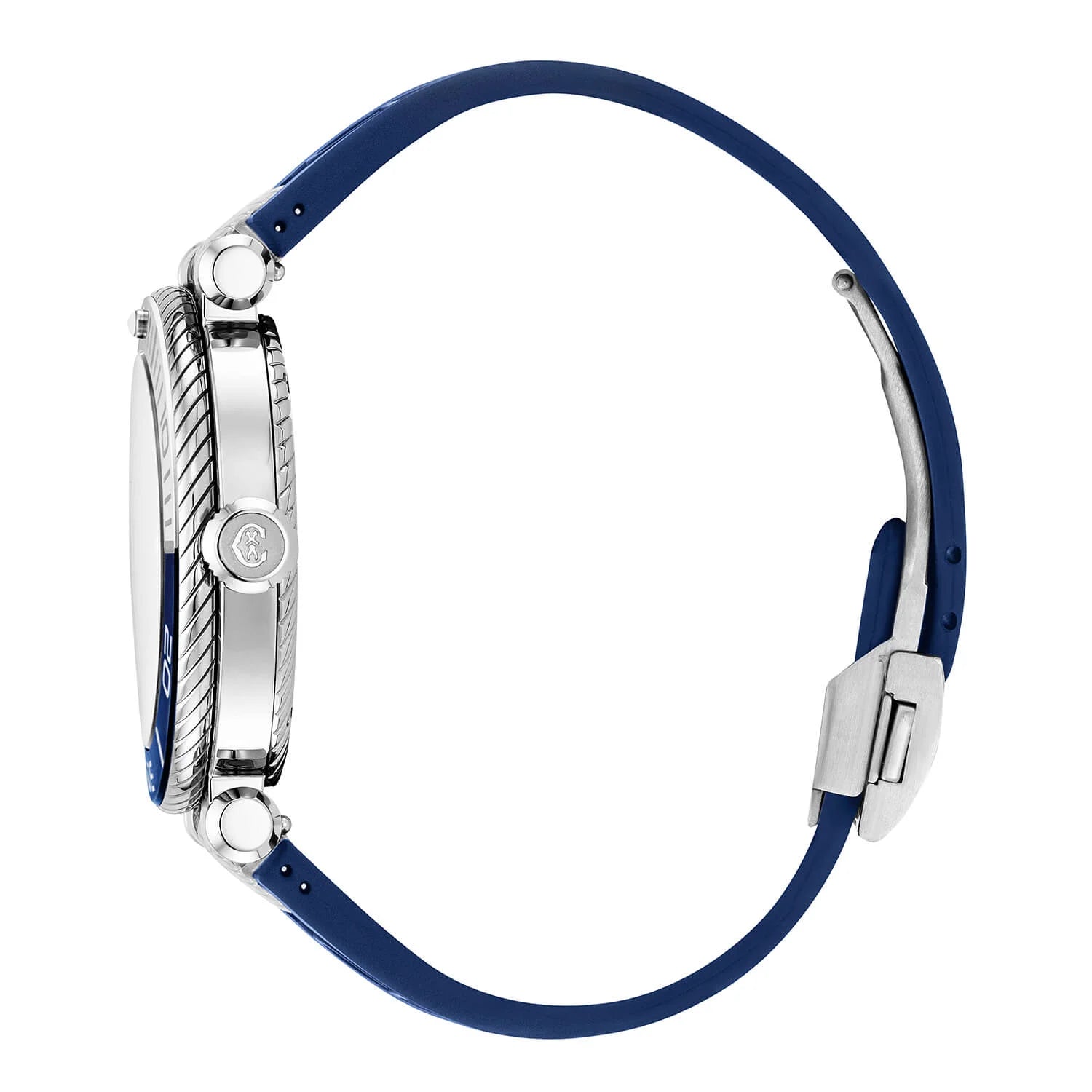 NAVIGATOR SURF, 41MM, CALIBRE AUTOMATIQUE, CADRAN LUMINOVA NOIR, BEZEL BLEU ET ARGENT, BRACELET INTERCHANGEABLE EN CAOUTCHOUC BLEU - © 2024 Charriol - Montre