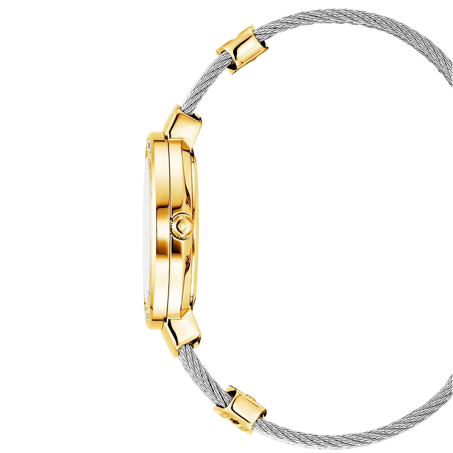 ST TROPEZBracelet en acier, 30 mm, calibre quartz, cadran en nacre, zircon en or jaune avec 30 diamants, bracelet en acier - Charriol Geneve - Montres