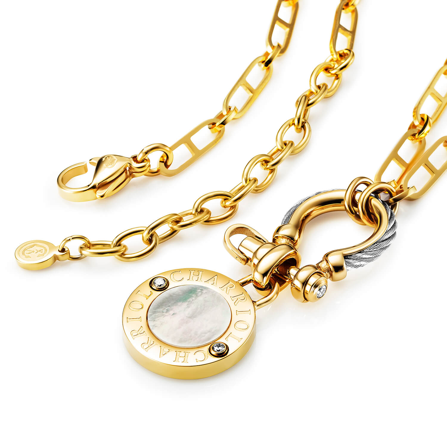 Acier_Or jaune avec 2 zirconias_40cm à 45cm