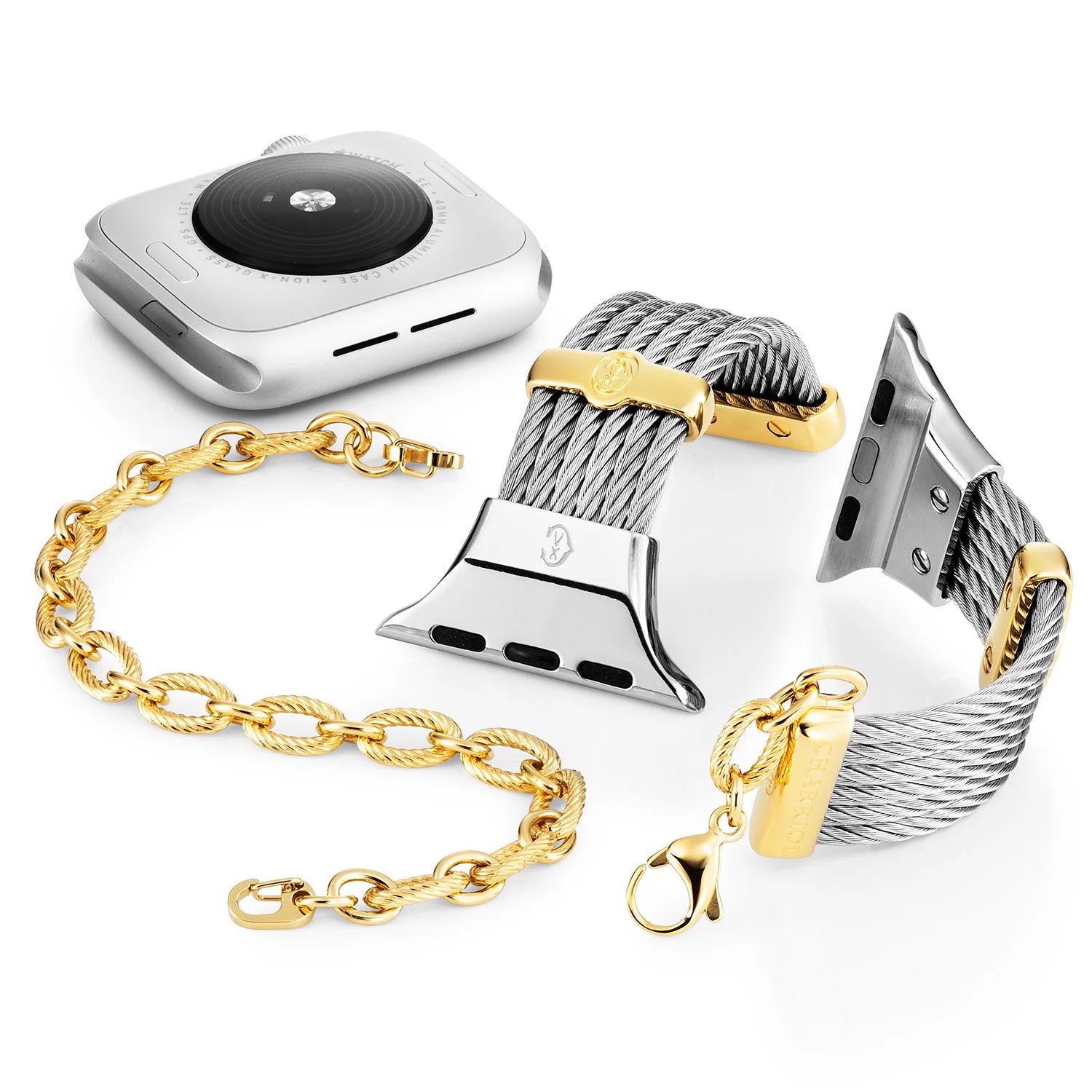 Acier avec décors en or jaune_poignet 16cm