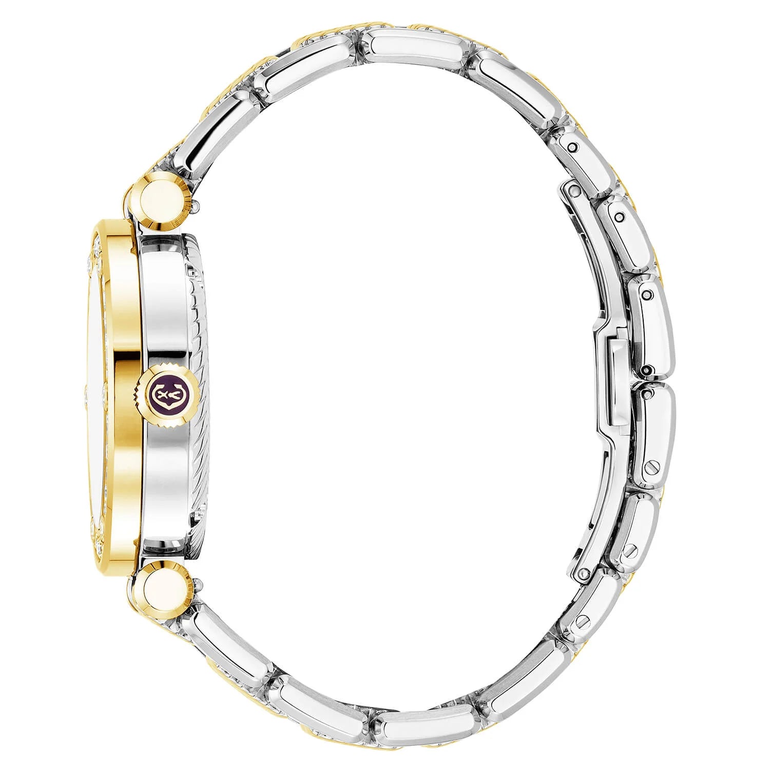 NAVIGATOR CRUISE36MM, CHARRIOL SKELETON CALIBRE AUTOMATIQUE, CRISTAL AVEC CADRAN INDEX DE 12 DIAMANTS, PVD OR JAUNE ACIER AVEC 30 DIAMANTS FULLCUTS & 6 DIAMANTS BEZEL, BRACELET INTERCHANGEABLE BICOLORE METALLIQUE - © 2024 Charriol - Montres