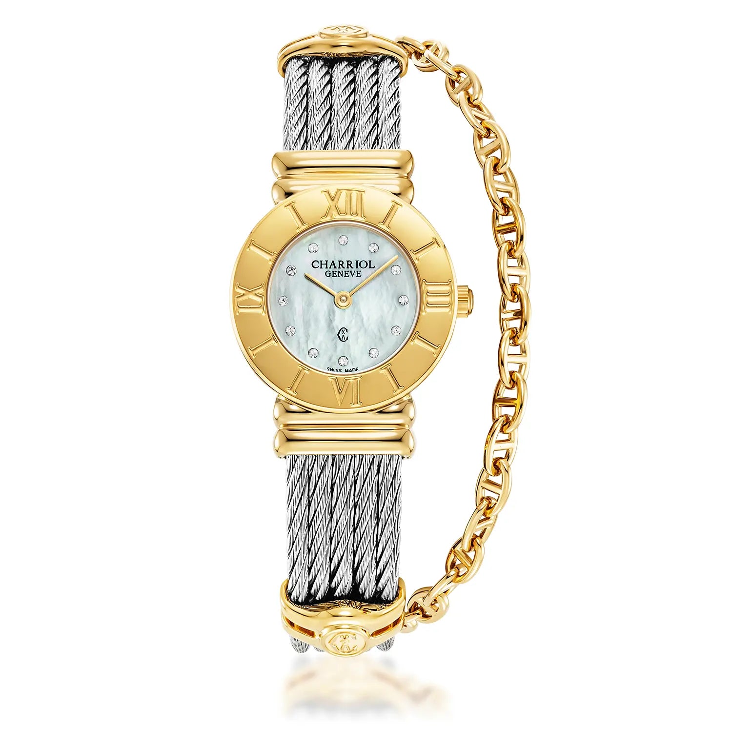 St Tropez Montre Icon PVD or jaune et acier - Charriol Geneve - Montre