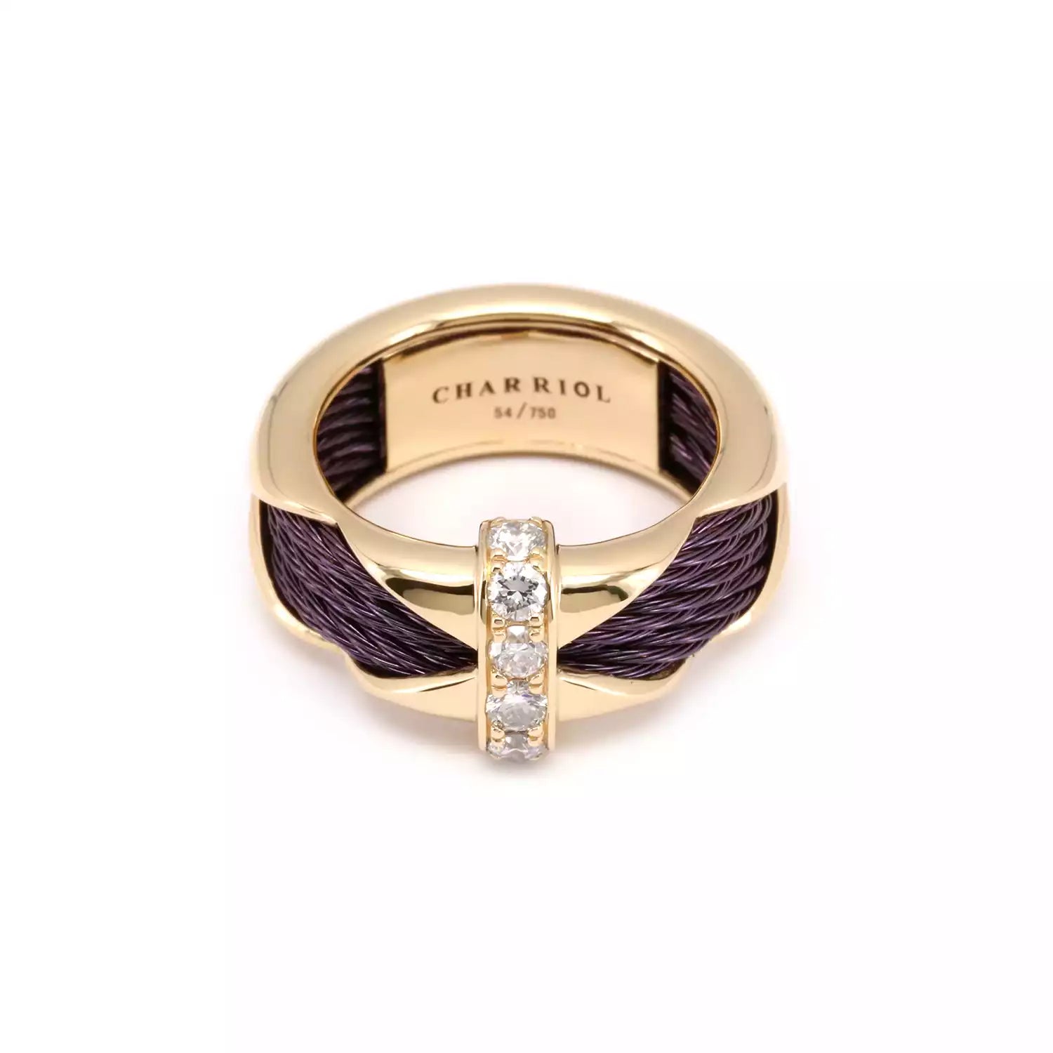 Or violet 18KT avec 6 diamants 0.37ct