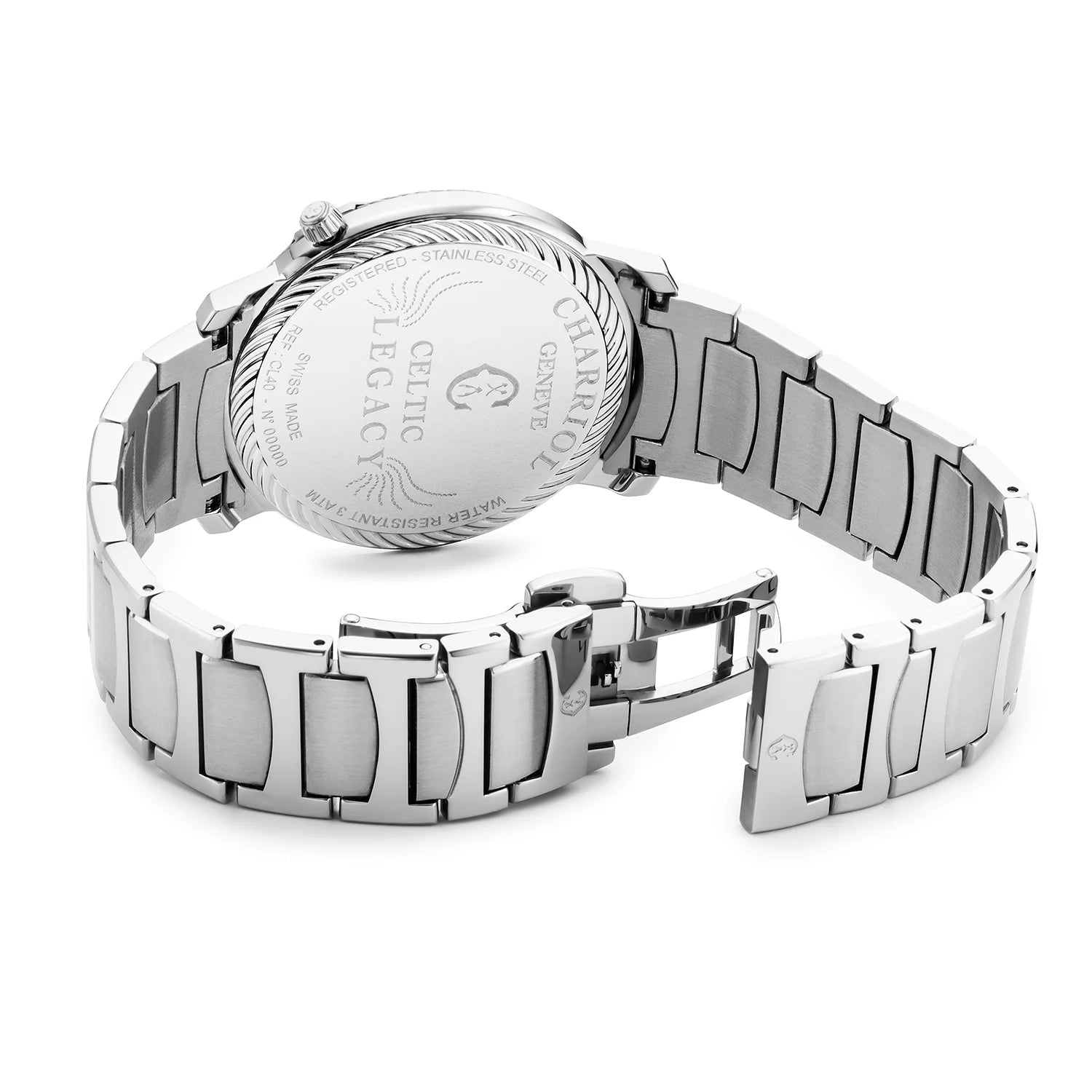 CELTIC LEGACYMontre de poche, 40MM, CALIBRE QUARTZ, CADRAN BLEU "CLOUS DE PARIS", ZONE ACIER, BRACELET ACIER - Charriol Geneve - Montres