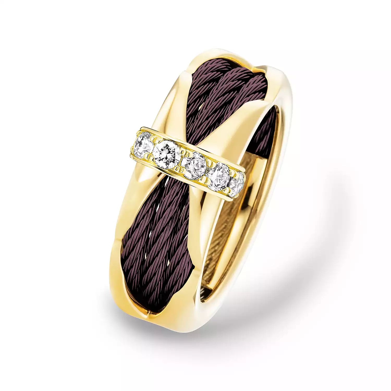 Or violet 18KT avec 6 diamants 0.37ct