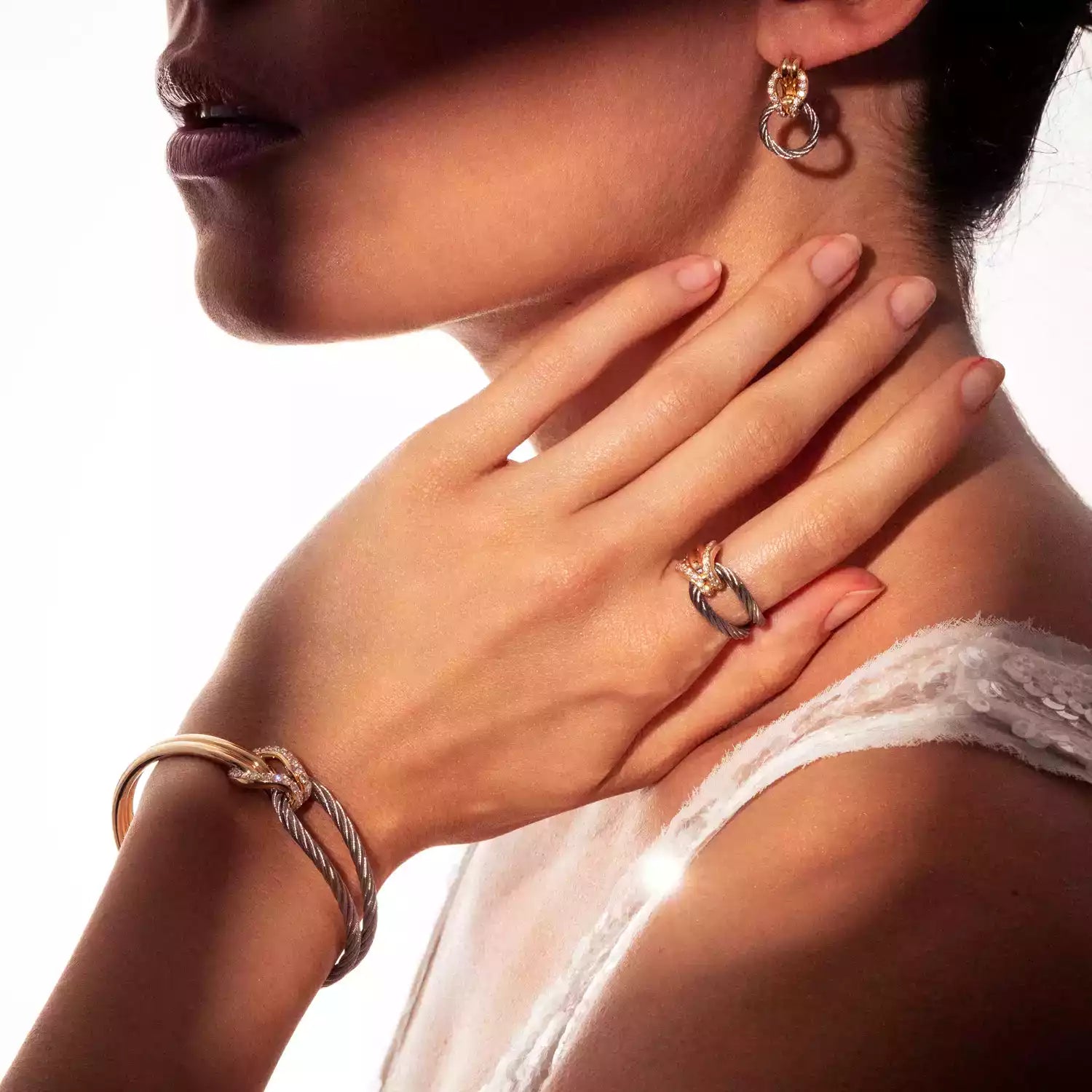 Acier_Or 18KT avec 28 diamants 0.42ct