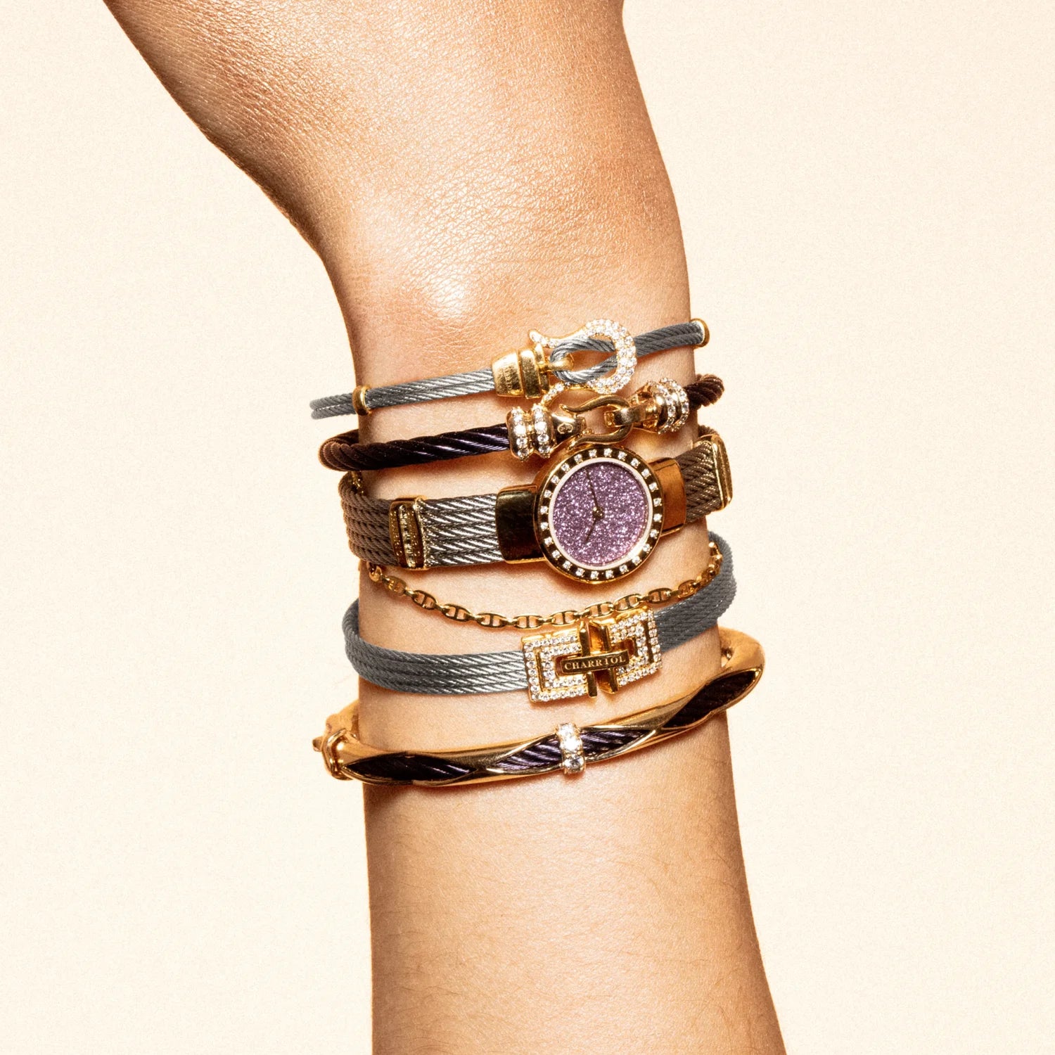 Or violet 18KT avec 24 diamants 0.36ct