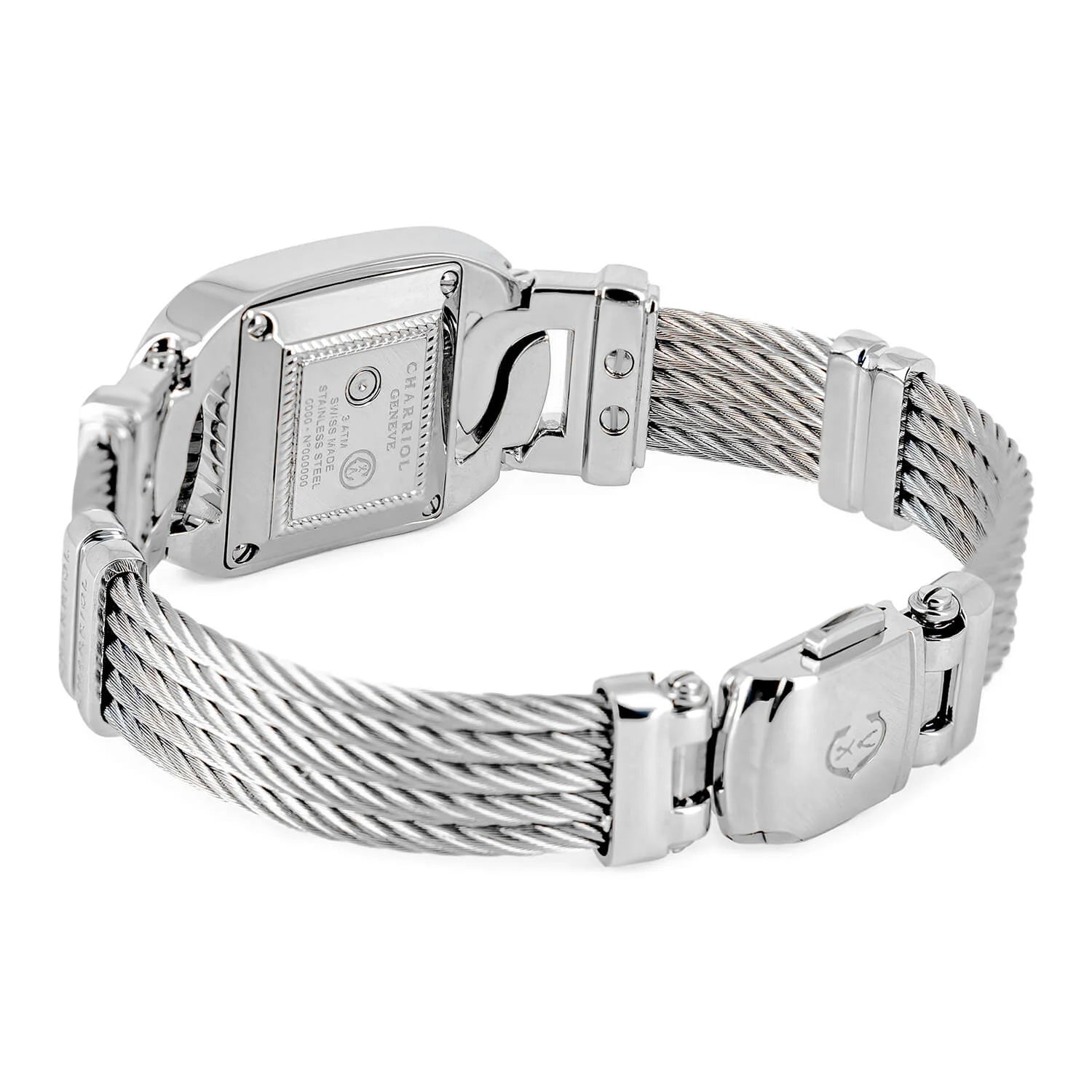 MARINER, 20MM, QUARTZ CALIBRE, STEEL CASE, WHITE MOTHER-OF-PEARL WITH 2 DIAMONDS DIAL, STEEL CABLE BRACELET - ©2025 Philippe Charriol International Ltd. -  Watch