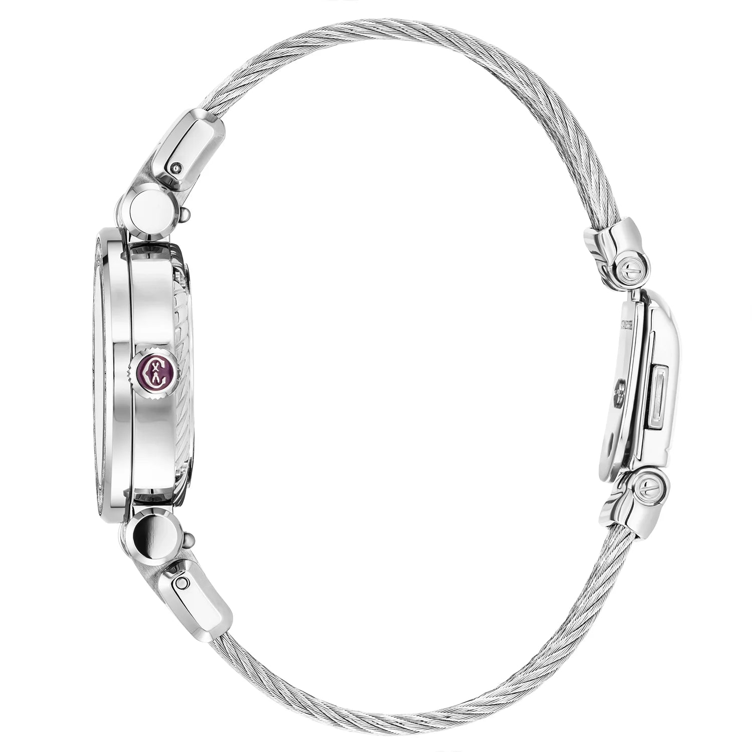 NAVIGATOR CRUISE28MM, CALIBRE QUARTZ, CADRAN NACRE, BAGUE 30 DIAMANTS, BRACELET INTERCHANGEABLE CABLE ACIER - Charriol Geneve - Montres