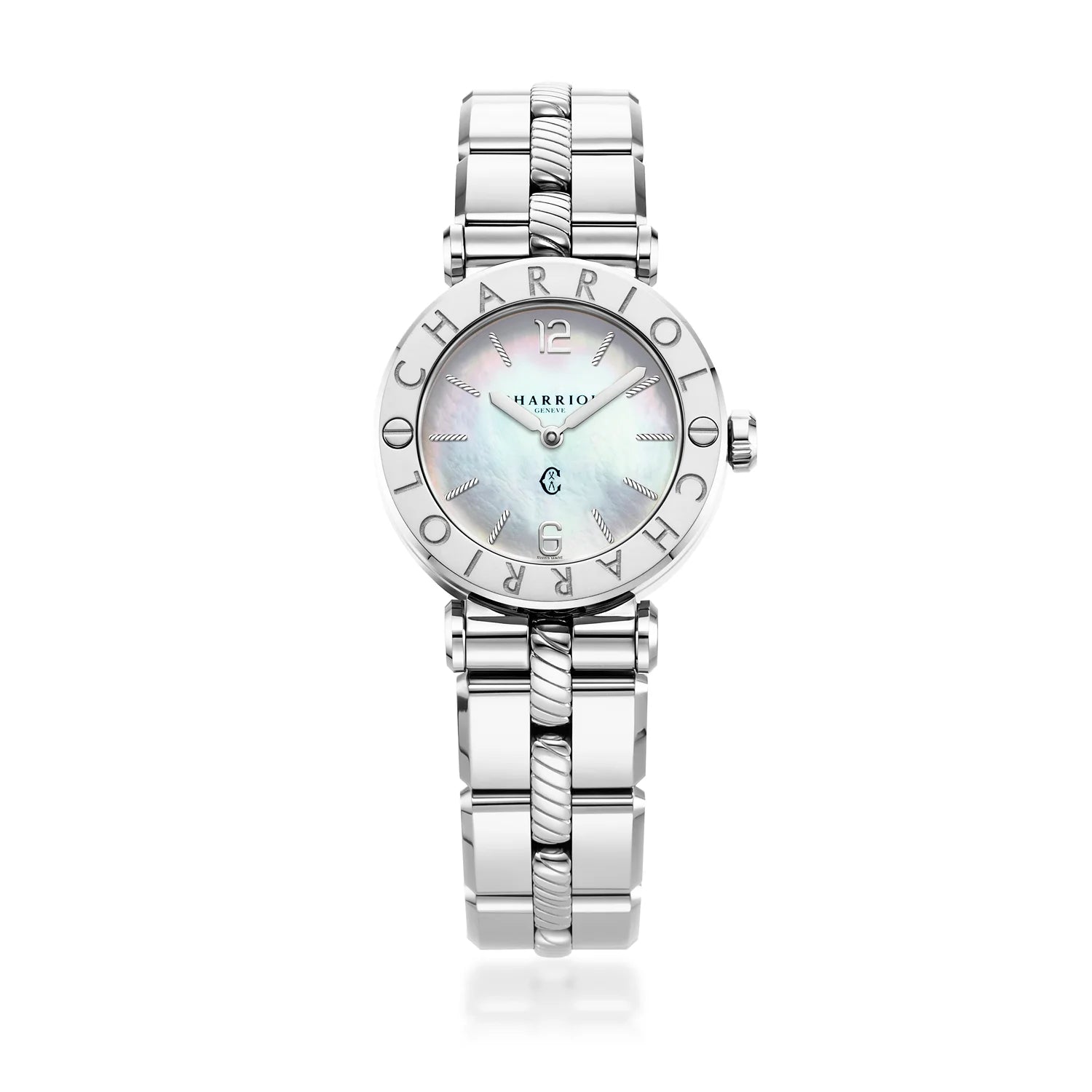 NAVIGATOR CRUISE, 28MM, CALIBRE QUARTZ, CADRAN NACRE, ""CHARRIOL CHARRIOL "" BEZEL, BRACELET INTERCHANGEABLE EN ACIER" - Charriol Geneve - Montre