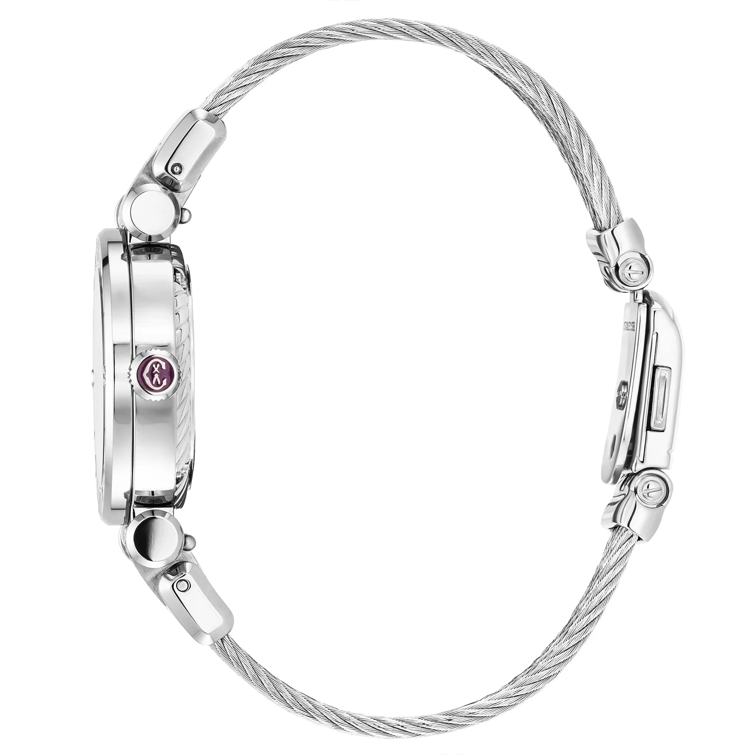 NAVIGATOR CRUISE28MM, CALIBRE QUARTZ, CADRAN NACRE, BEZEL "CHARRIOL CHARRIOL ", BRACELET INTERCHANGEABLE CABLE ACIER - Charriol Geneve - Montres