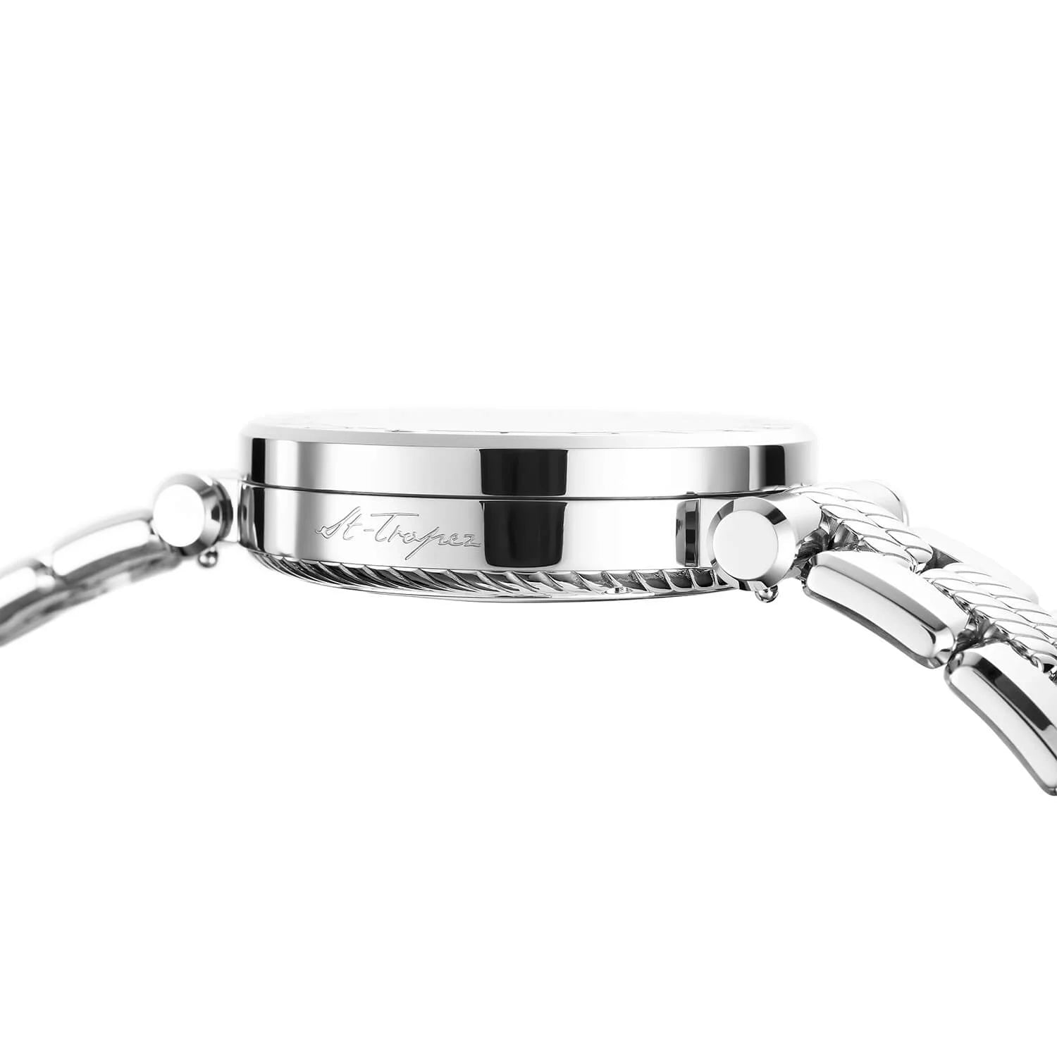 NAVIGATOR CRUISE41MM, CALIBRE CHRONOGRAPHIQUE QUARTZ, NOIR AVEC 3 MIROIRS RHODIUM & CADRAN INDEX, ZONE ACIER "CHARRIOL CHARRIOL " AVEC 2 VIS, BRACELET METALLIQUE INTERCHANGEABLE - © 2024 Charriol - Montres