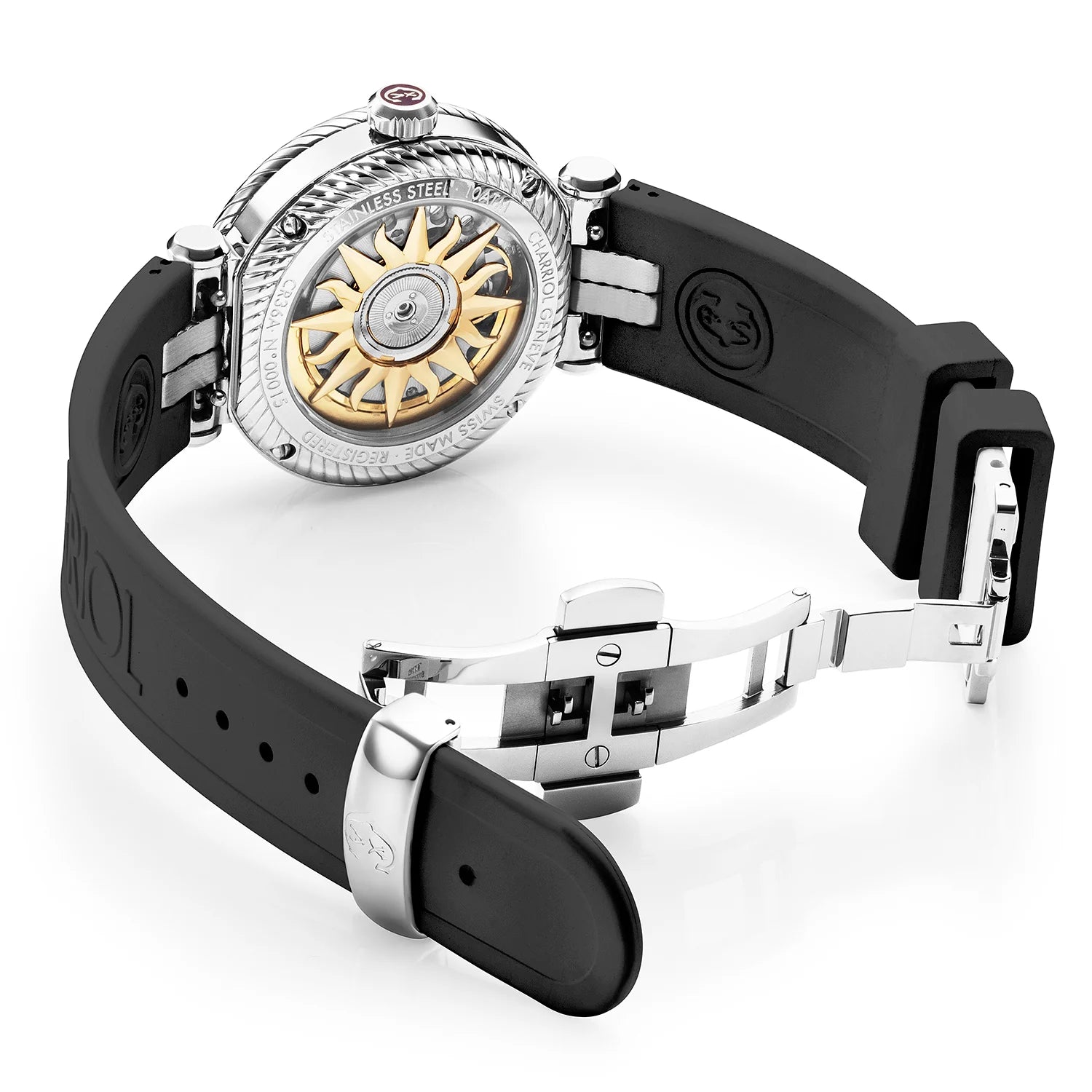 NAVIGATOR SURF, 36MM, CALIBRE AUTOMATIQUE, CADRAN PRUNE, BAGUE NOIRE, BRACELET INTERCHANGEABLE EN CAOUTCHOUC NOIR - Charriol - Montre
