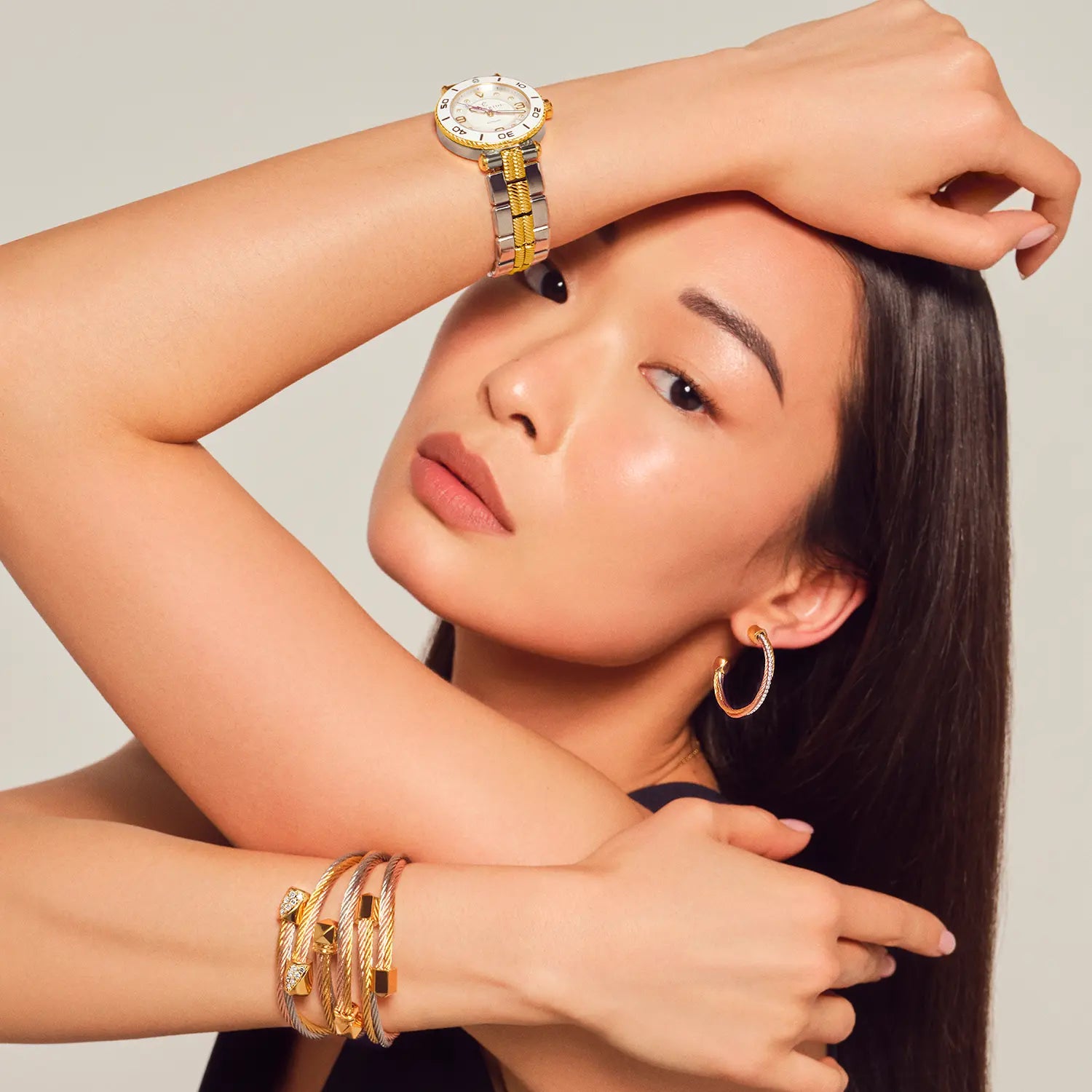 NAVIGATOR SURF, 36MM, CALIBRE AUTOMATIQUE, CADRAN BLANC, ZONE BLANCHE, BRACELET INTERCHANGEABLE BICOLORE ACIER - Charriol Geneve - Montre