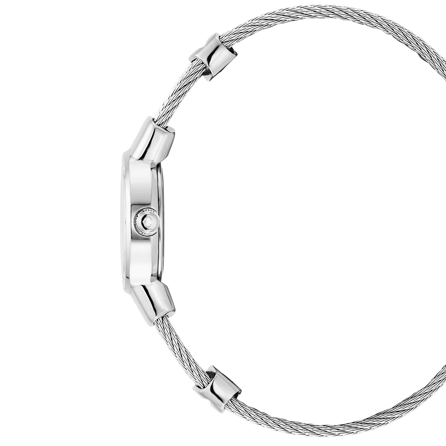 ST TROPEZ20MM, CALIBRE QUARTZ, CADRAN NACRE, BEZEL ACIER AVEC 24 DIAMANTS, BRACELET CABLE ACIER - Charriol Geneve - Montres