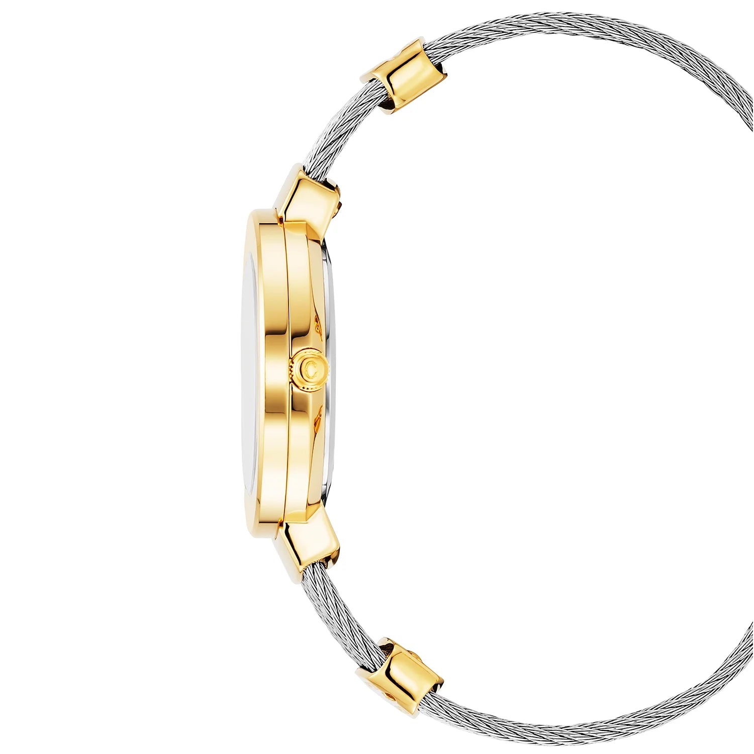 ST TROPEZ30MM, CALIBRE QUARTZ, NACRE AVEC DIAMANT 10 DIAMANTS, BEZEL "CHARRIOL CHARRIOL ", BRACELET CABLE ACIER - Charriol Geneve - Montres