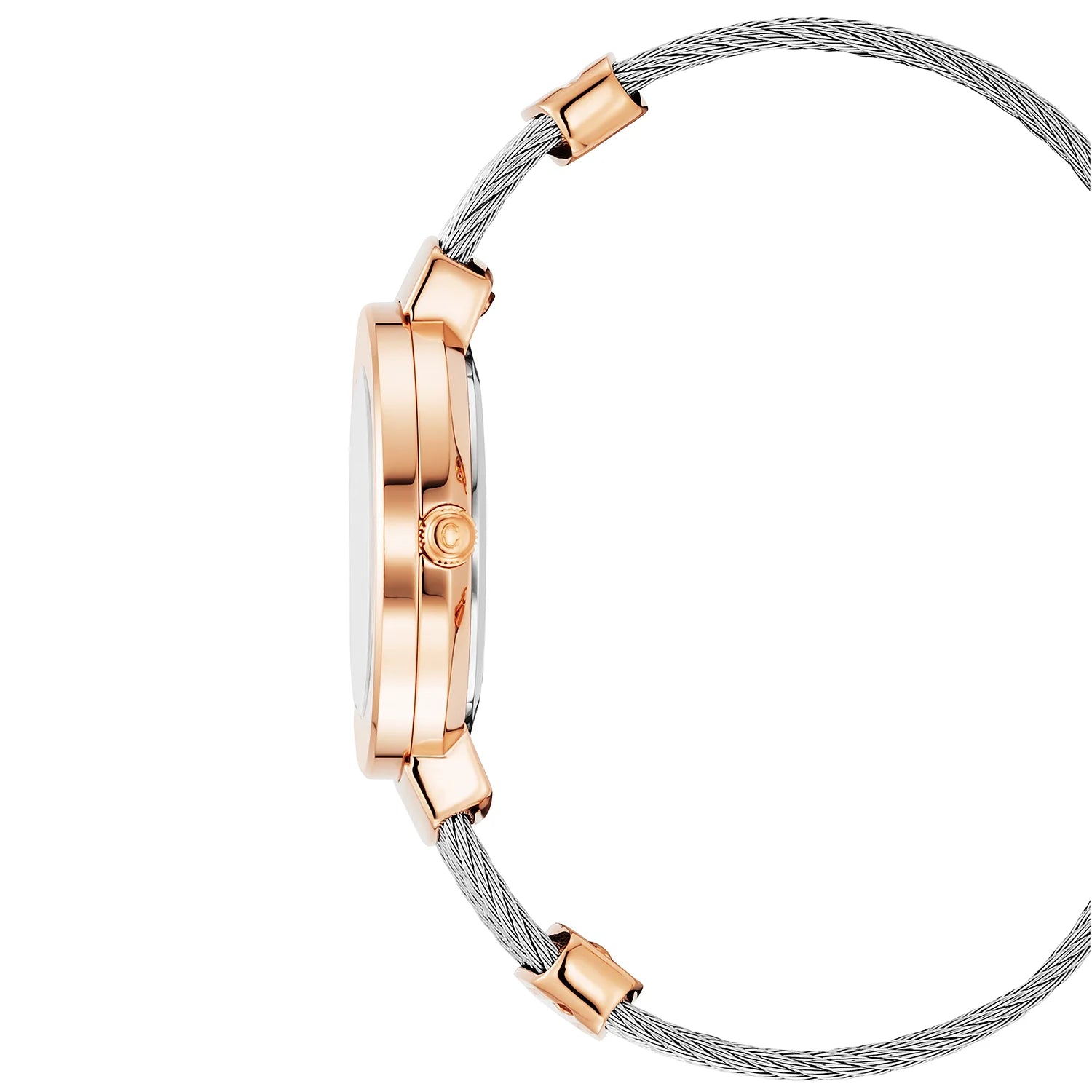 ST TROPEZ30MM, CALIBRE QUARTZ, NACRE AVEC DIAMANT 10 DIAMANTS, BEZEL "CHARRIOL CHARRIOL ", BRACELET CABLE ACIER - Charriol Geneve - Montres