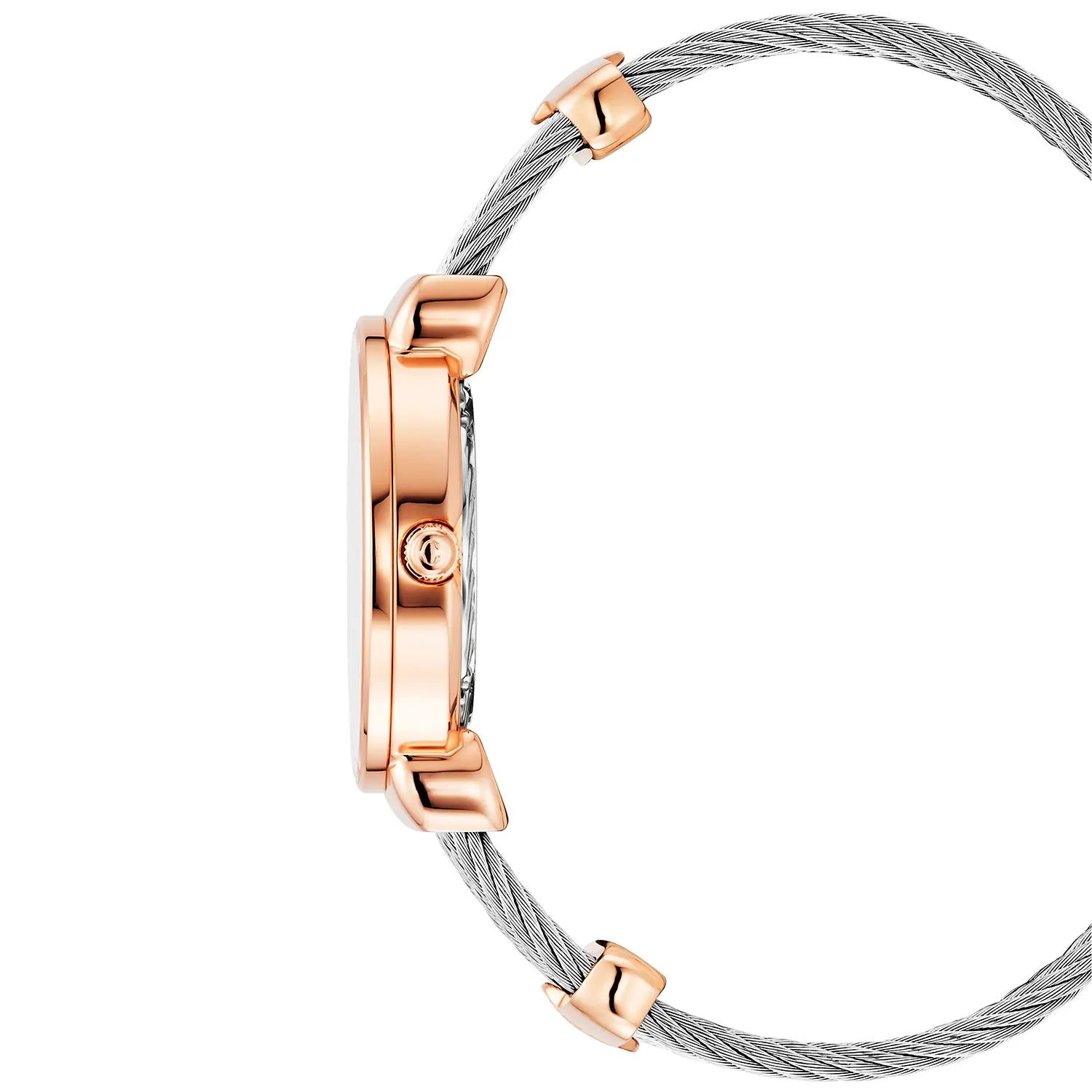 ST TROPEZ ICON, 30MM, CALIBRE QUARTZ, CADRAN HIBISCUS EN NACRE, BEZEL EN NACRE AVEC 8 DIAMANTS, BRACELET CABLE ACIER - Charriol Geneve - Montres