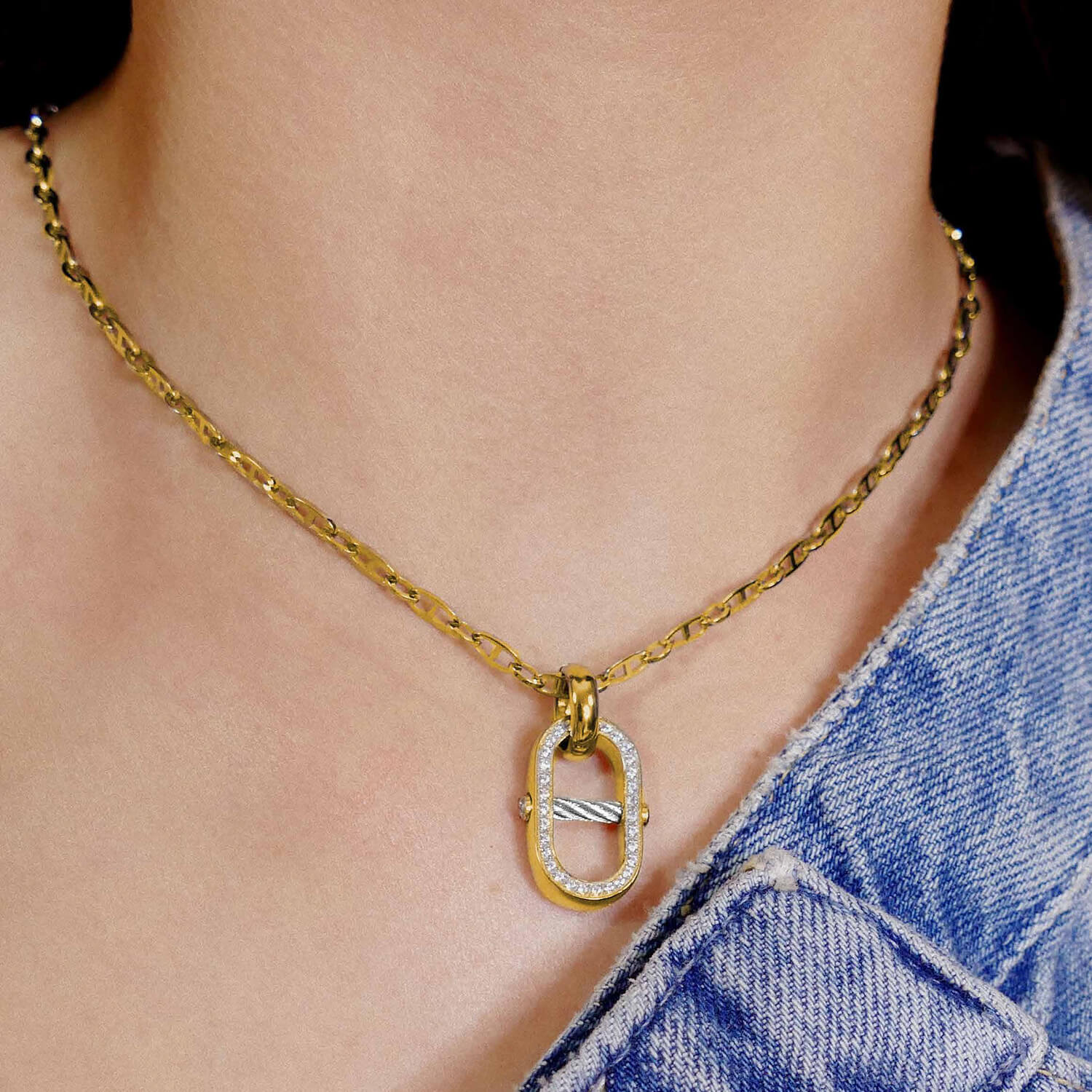 Or jaune avec 34 zirconias_acier