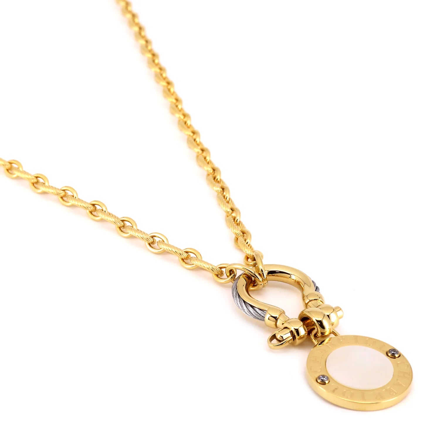 Steel_Yellow Gold with 2 Zirconias_50cm to 55cm