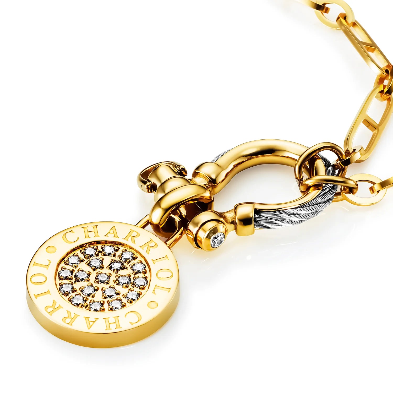 Steel_Yellow Gold with 19 Zirconias_45cm