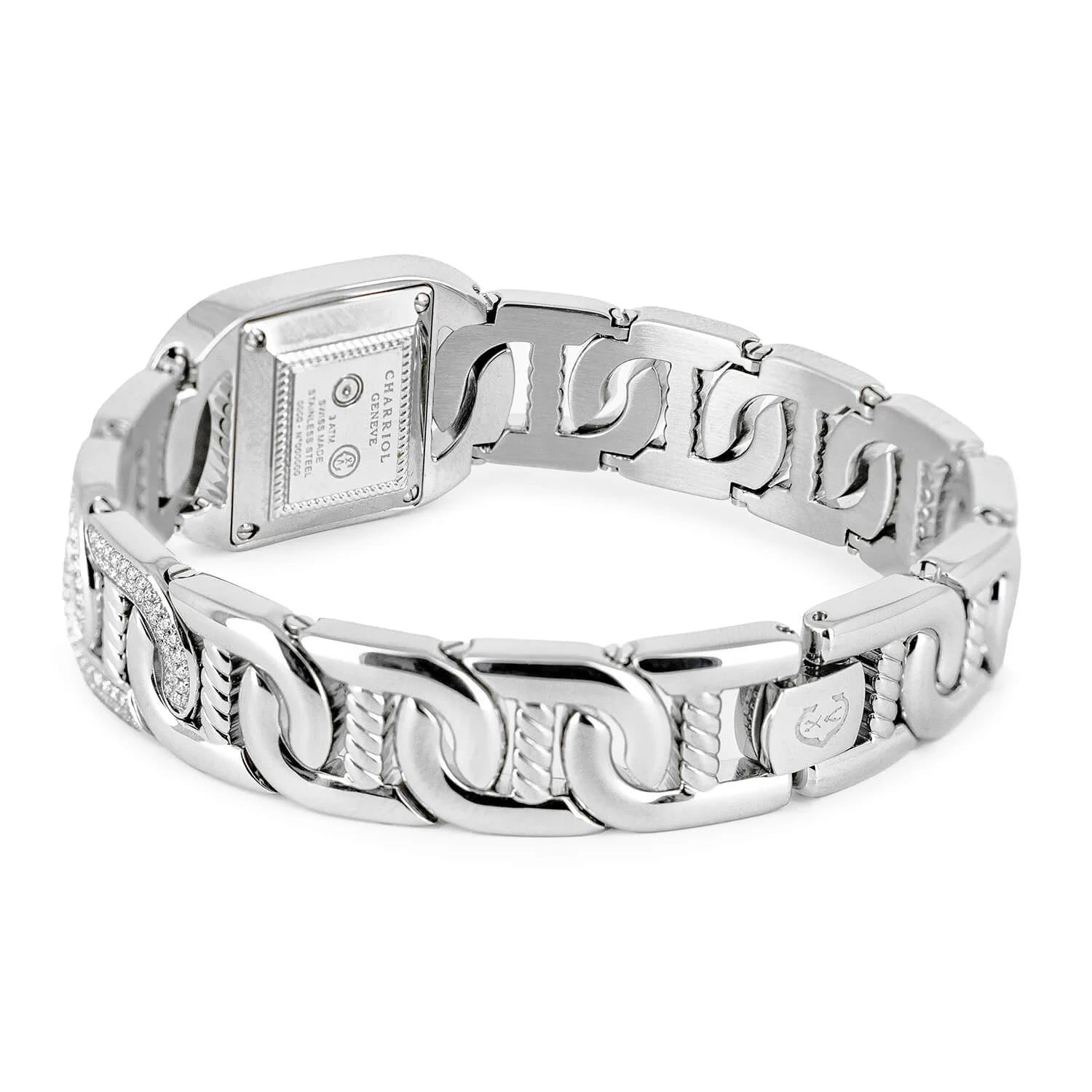 MARINER, 20MM, QUARTZ CALIBRE, STEEL CASE WITH 128 DIAMONDS, 6 STEEL LINKS WITH 336 DIAMONDS, WHITE MOTHER-OF-PEARL WITH 2 DIAMONDS - Charriol -  Watch